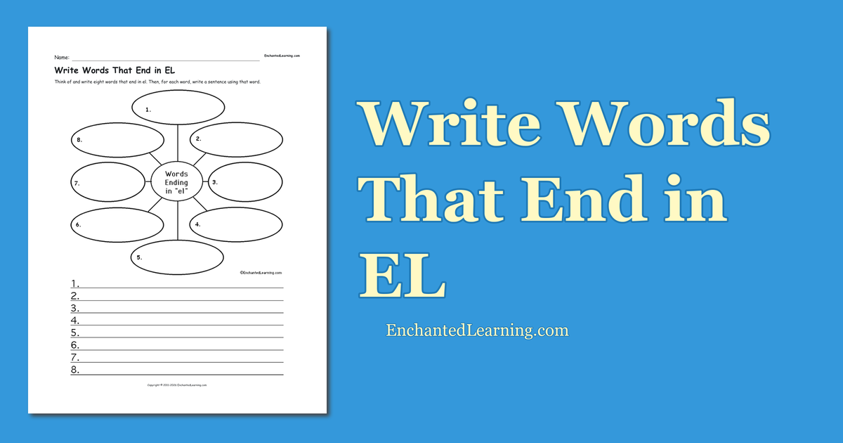 Write Words That End in EL - Enchanted Learning