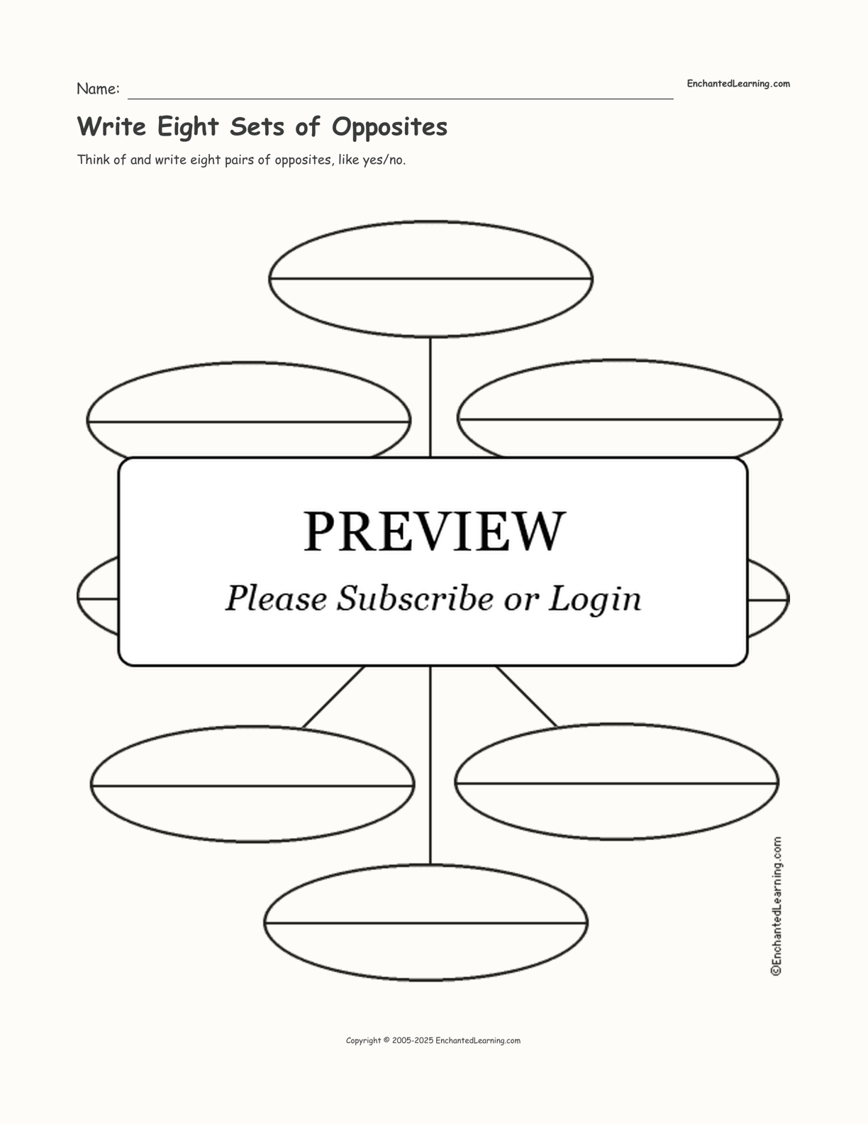 Write Eight Sets of Opposites interactive worksheet page 1