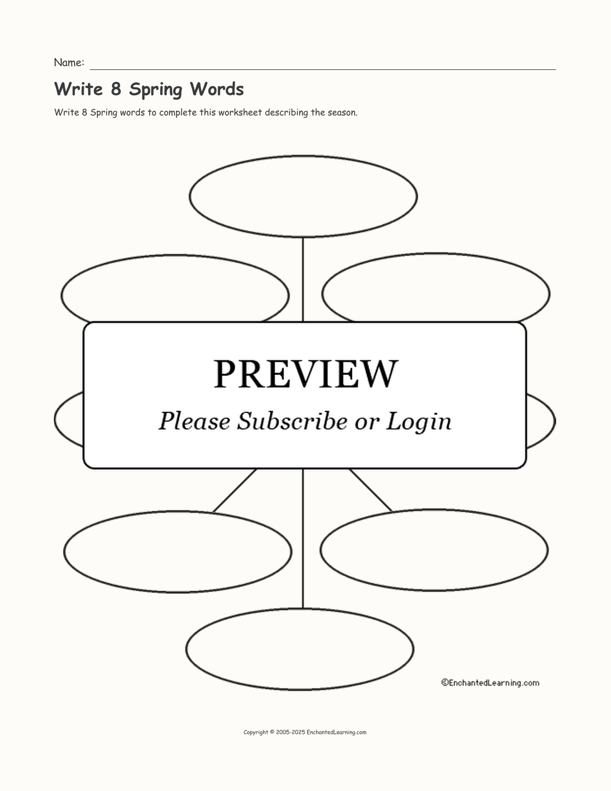 Write 8 Spring Words interactive worksheet page 1