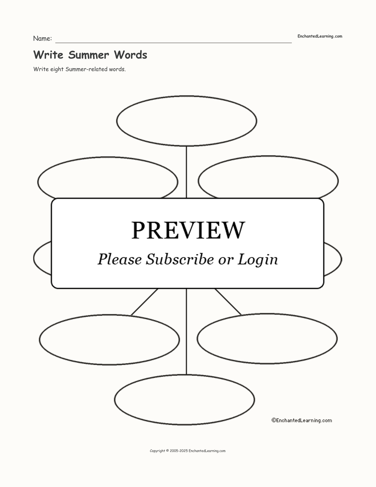 Write Summer Words interactive worksheet page 1