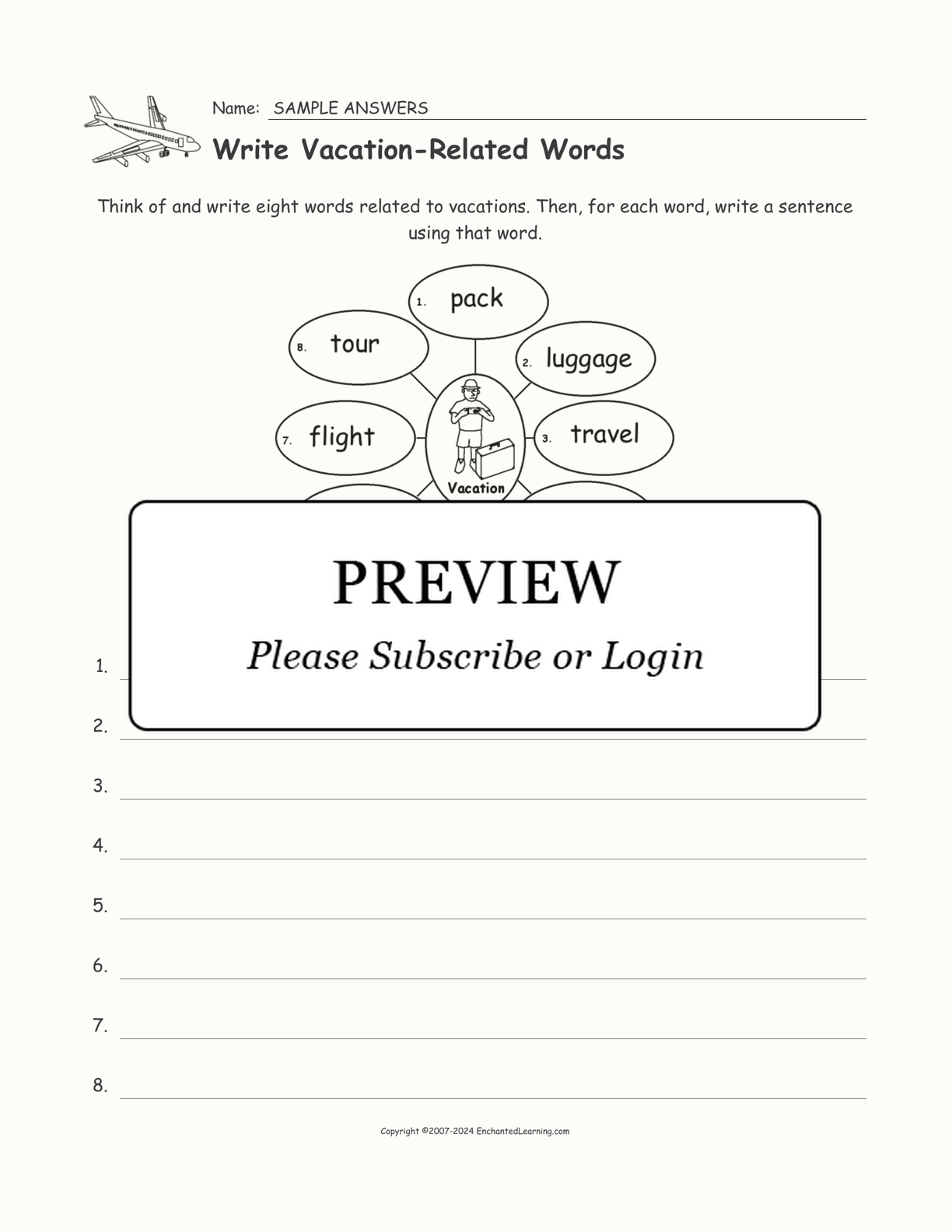 Write Vacation-Related Words interactive worksheet page 2