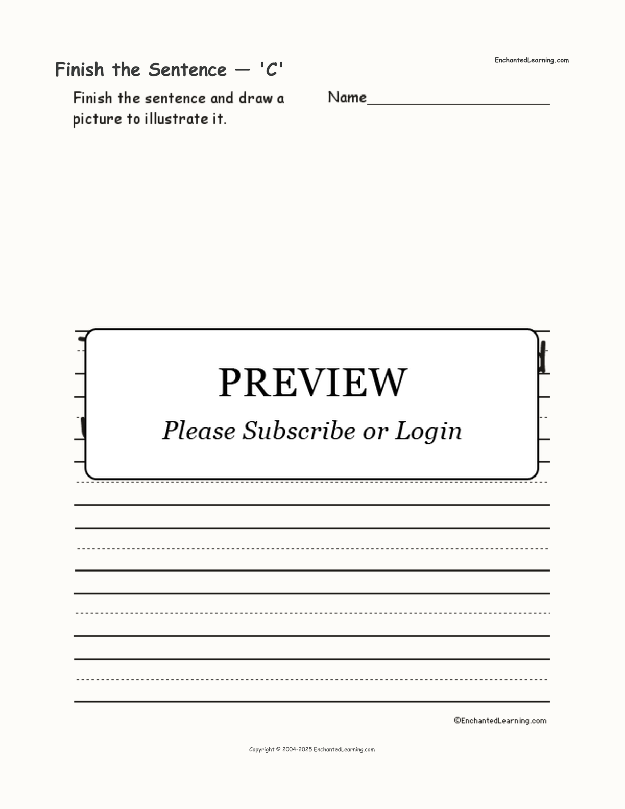 Finish the Sentence — 'C' interactive worksheet page 1