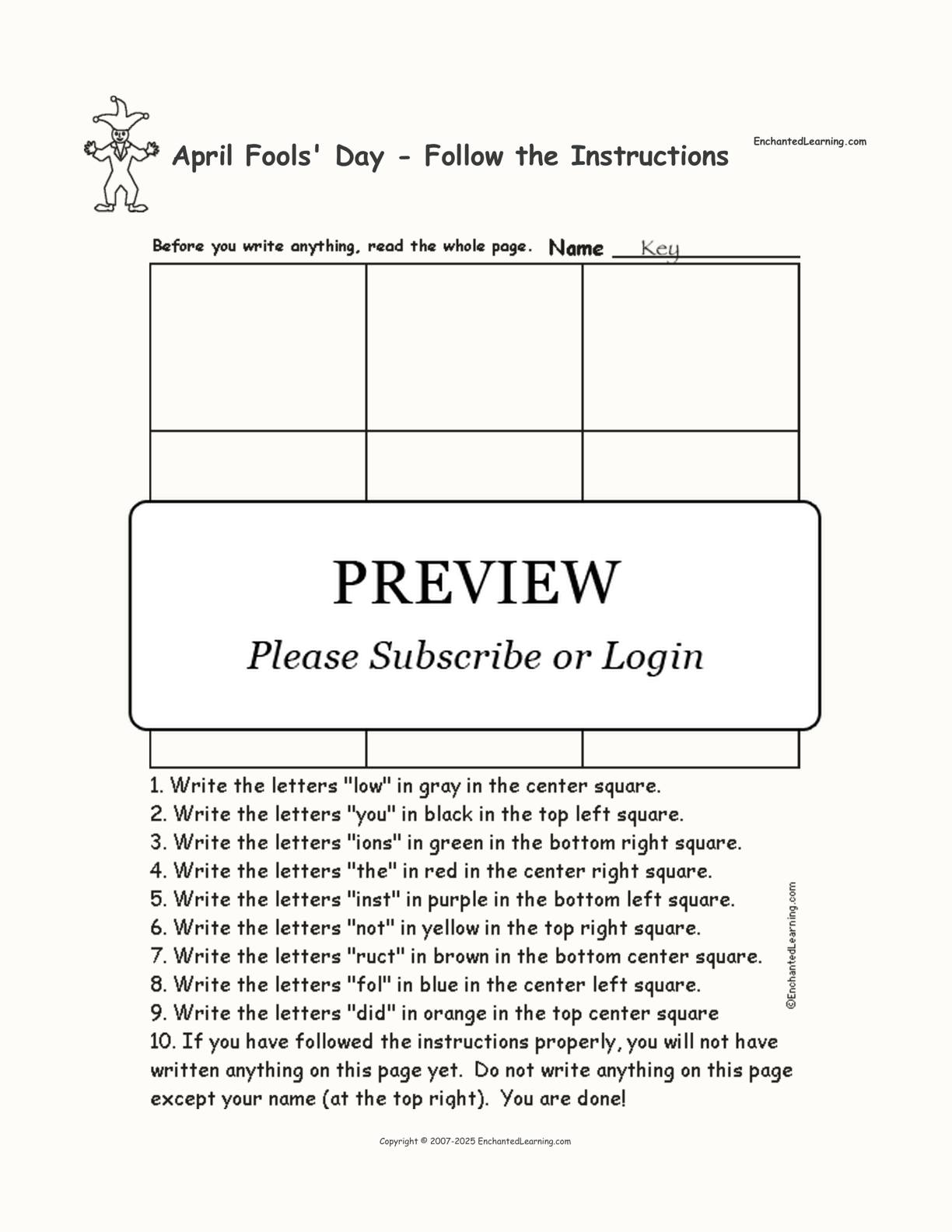 April Fool's Day - Follow the Instructions interactive worksheet page 2