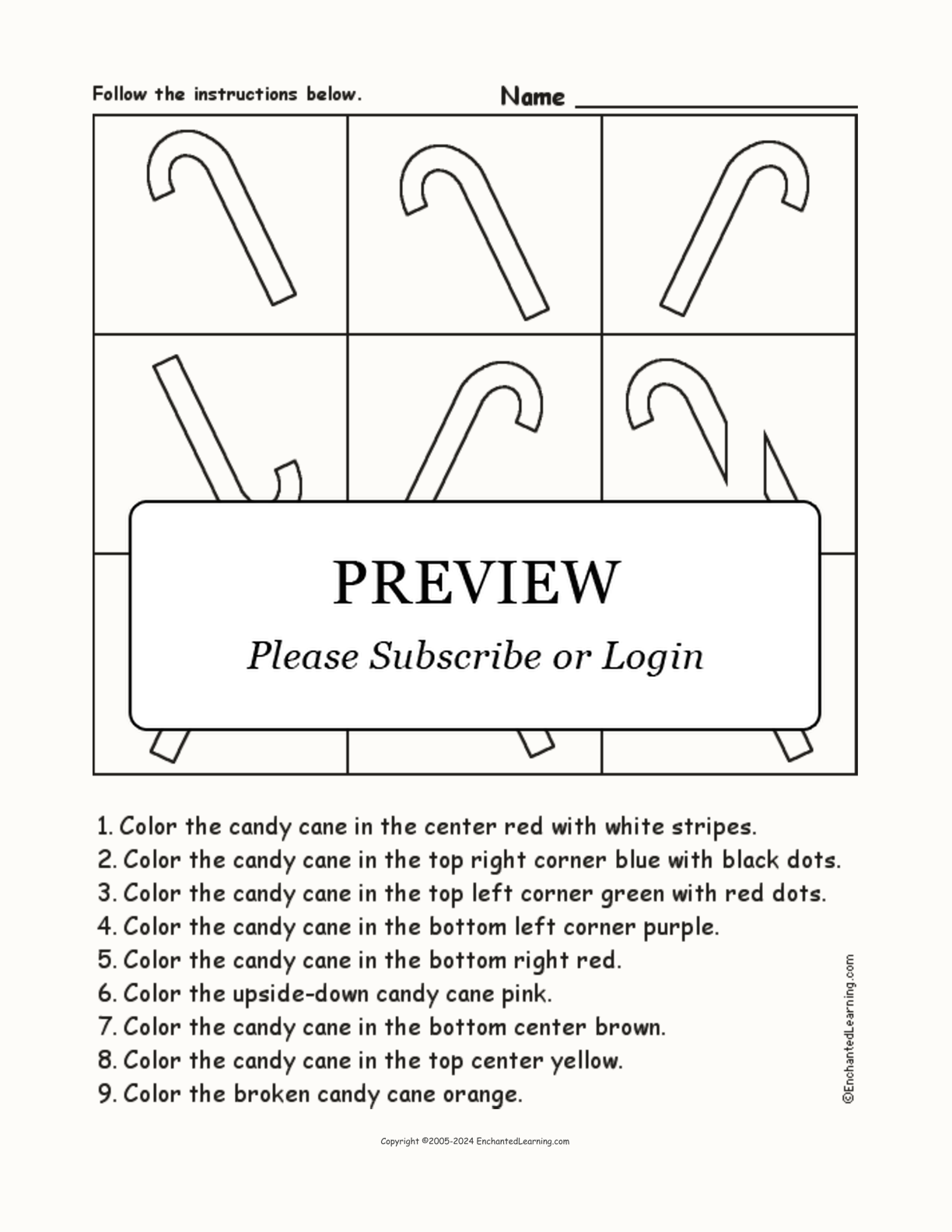 Candy Canes - Follow the Instructions interactive worksheet page 1