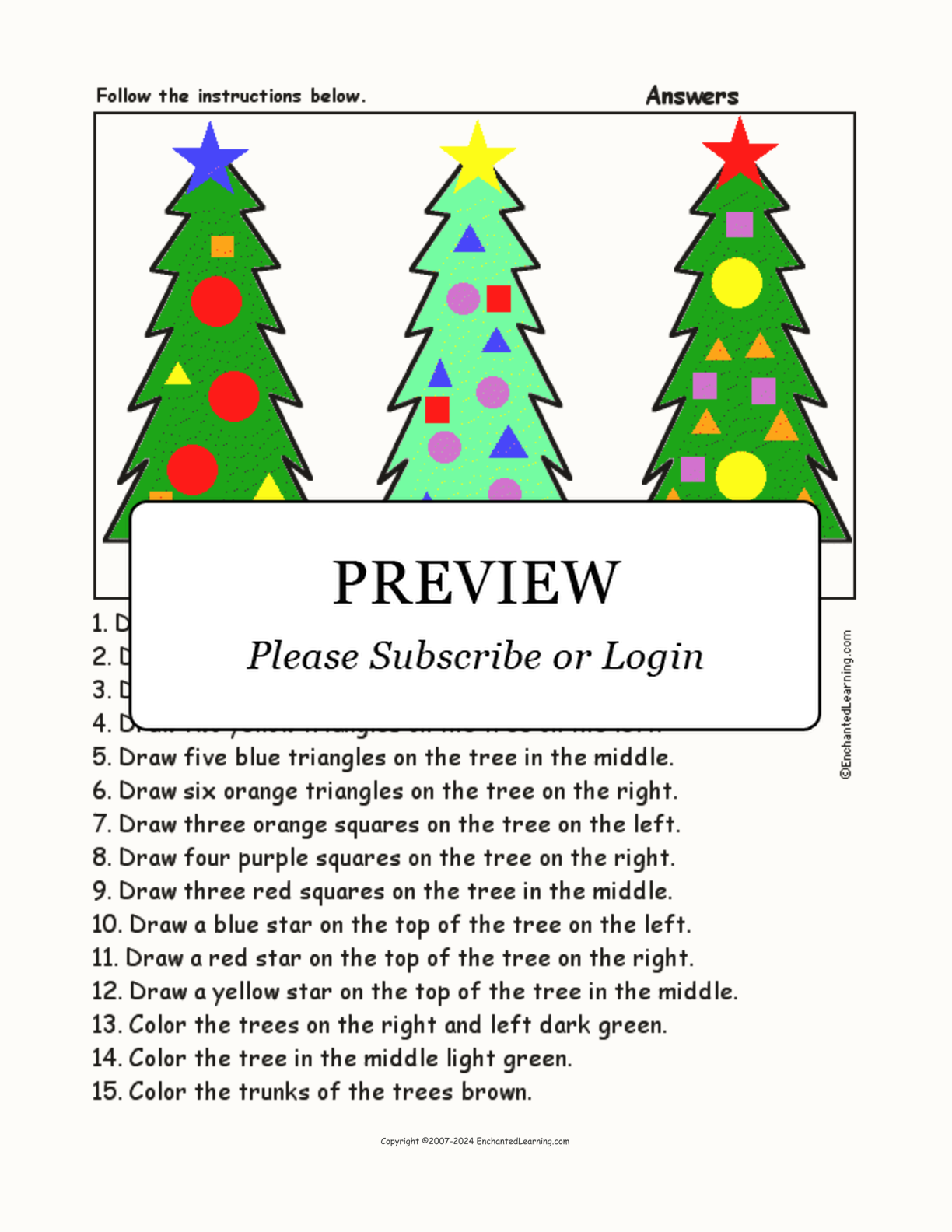 Evergreen Trees - Follow the Instructions interactive worksheet page 2