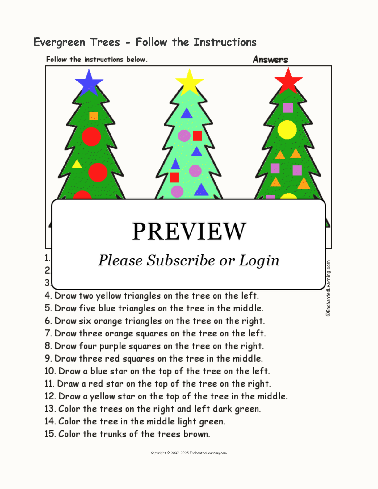 Evergreen Trees - Follow the Instructions interactive worksheet page 2