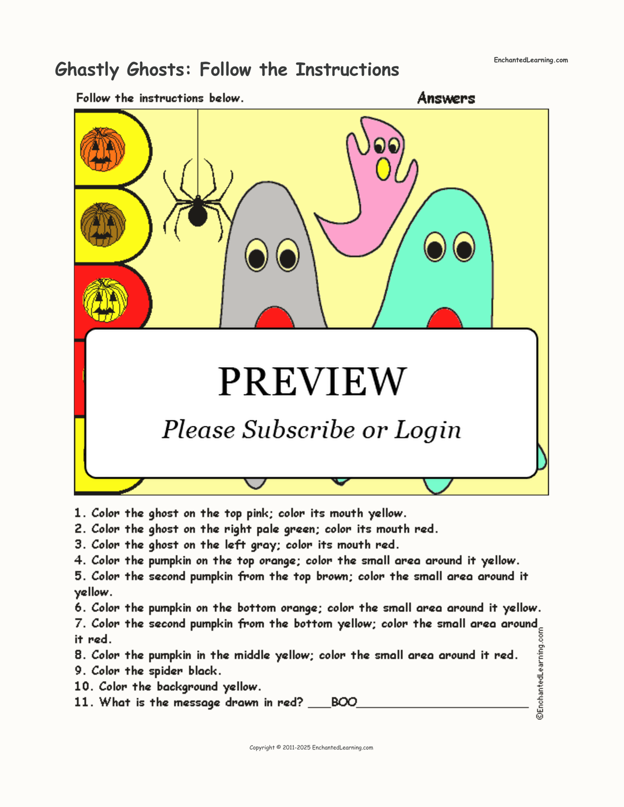 Ghastly Ghosts: Follow the Instructions interactive worksheet page 2