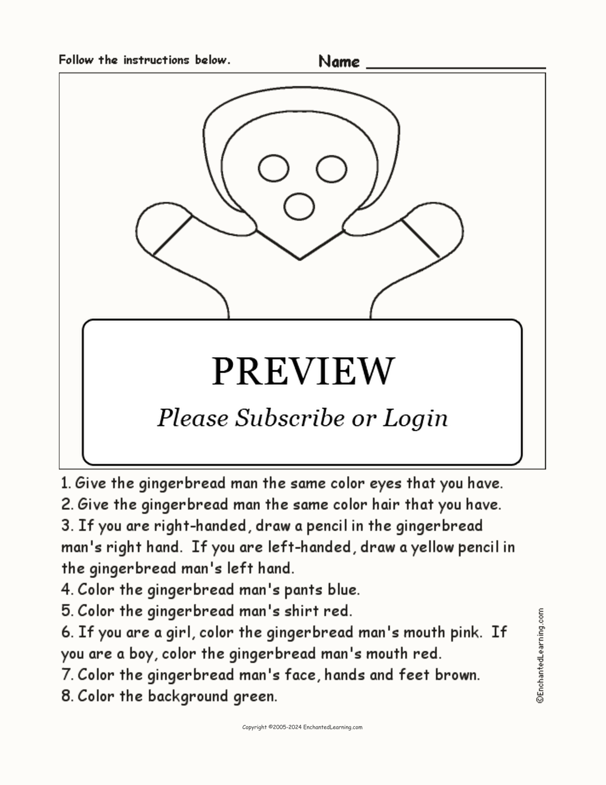 The Gingerbread Man - Follow the Instructions interactive worksheet page 1
