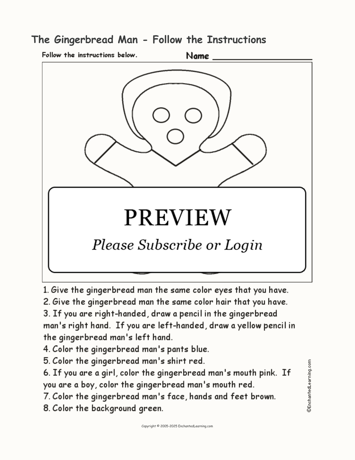 The Gingerbread Man - Follow the Instructions interactive worksheet page 1