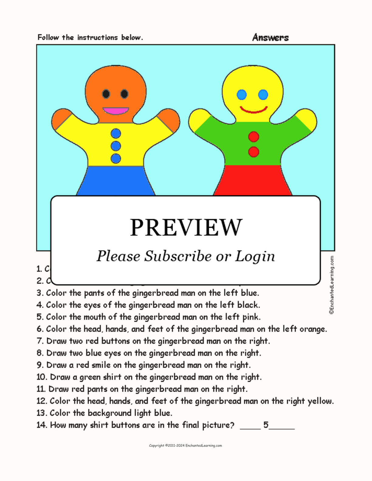 Gingerbread Men - Follow the Instructions interactive worksheet page 2