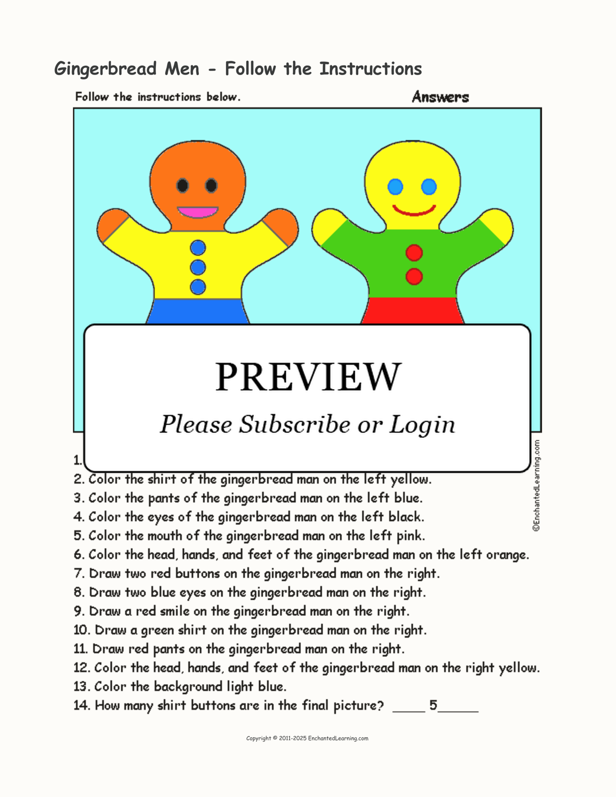 Gingerbread Men - Follow the Instructions interactive worksheet page 2