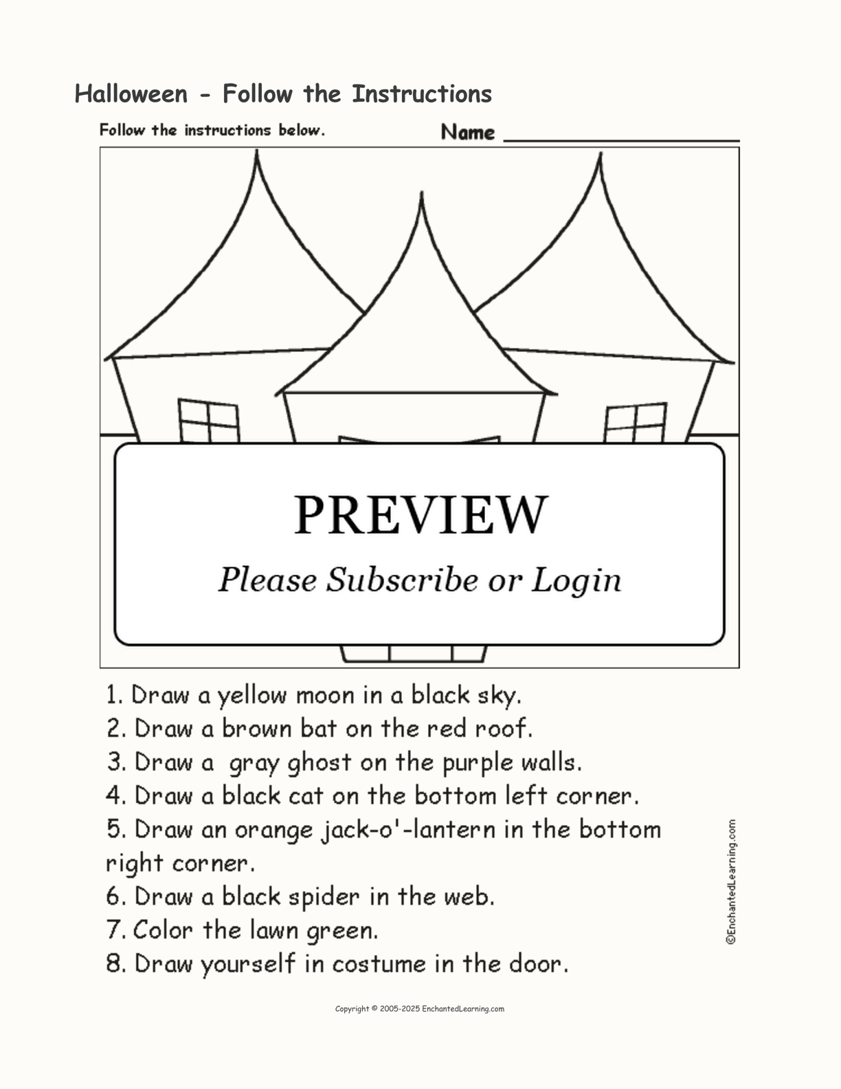 Halloween - Follow the Instructions interactive worksheet page 1