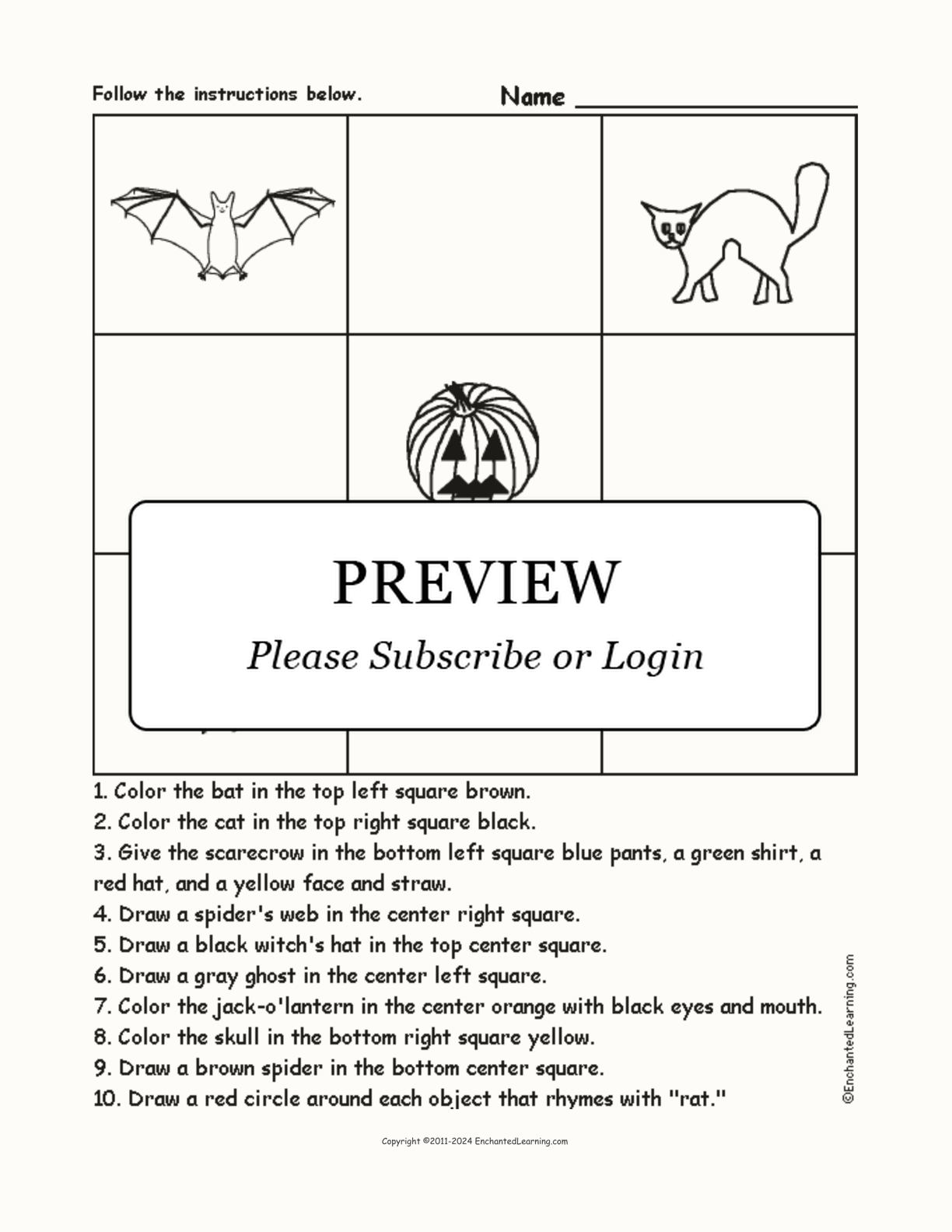 Halloween - Follow the Instructions interactive worksheet page 1