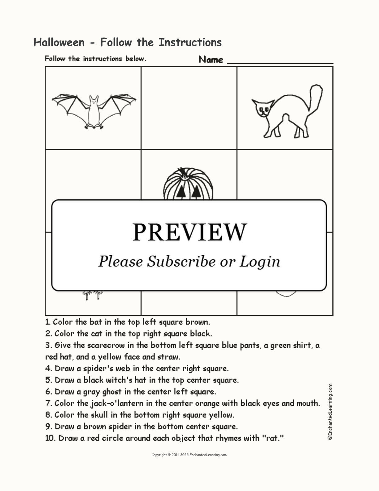 Halloween - Follow the Instructions interactive worksheet page 1