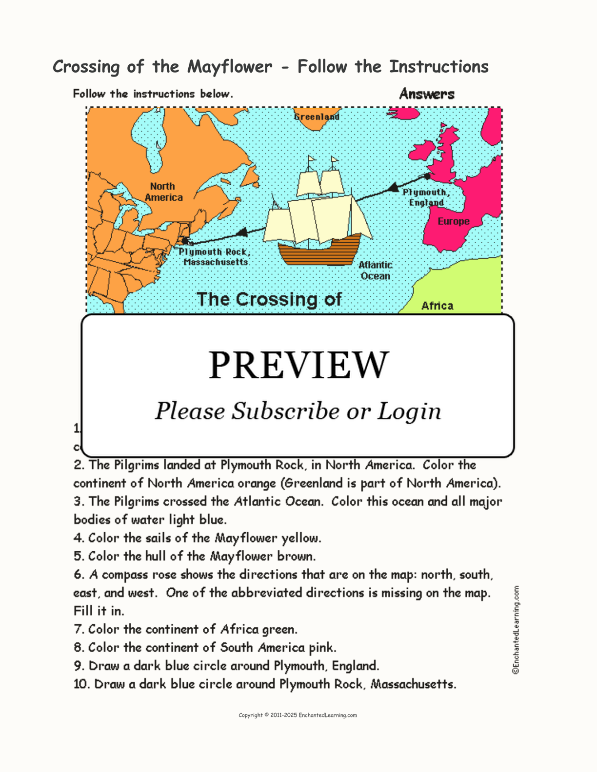 Crossing of the Mayflower - Follow the Instructions interactive worksheet page 2