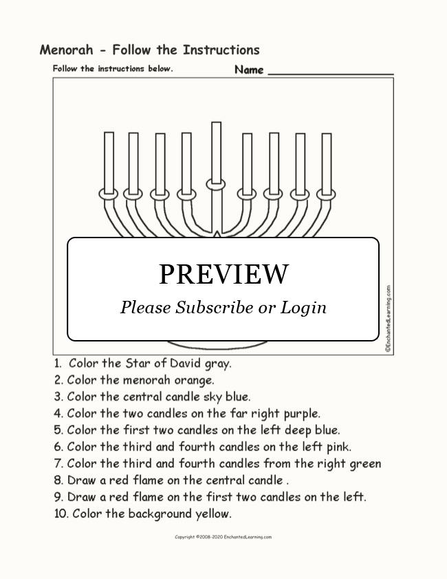 Menorah - Follow the Instructions - Enchanted Learning