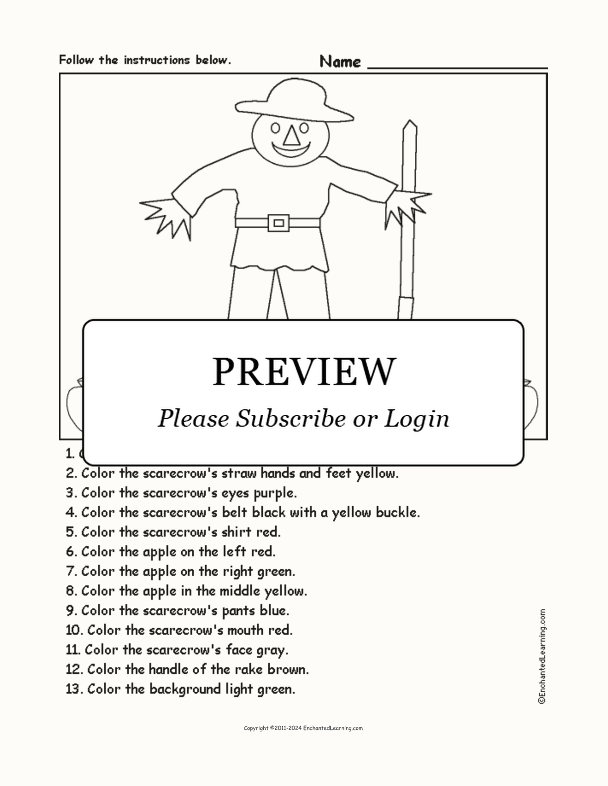 Scarecrow - Follow the Instructions interactive worksheet page 1