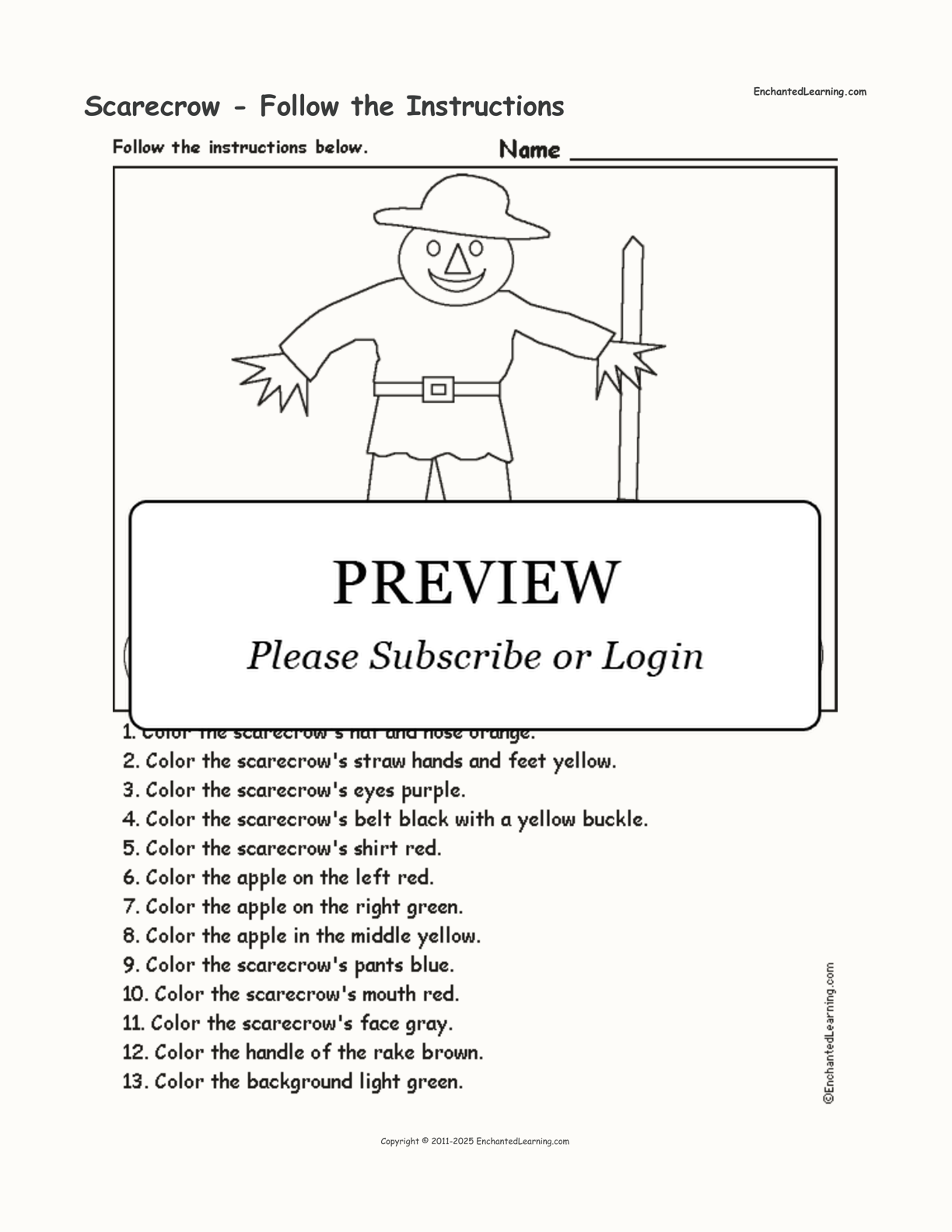 Scarecrow - Follow the Instructions interactive worksheet page 1