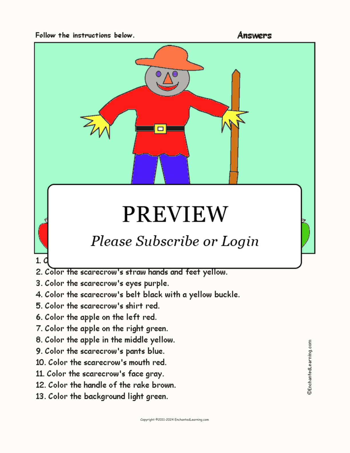 Scarecrow - Follow the Instructions interactive worksheet page 2
