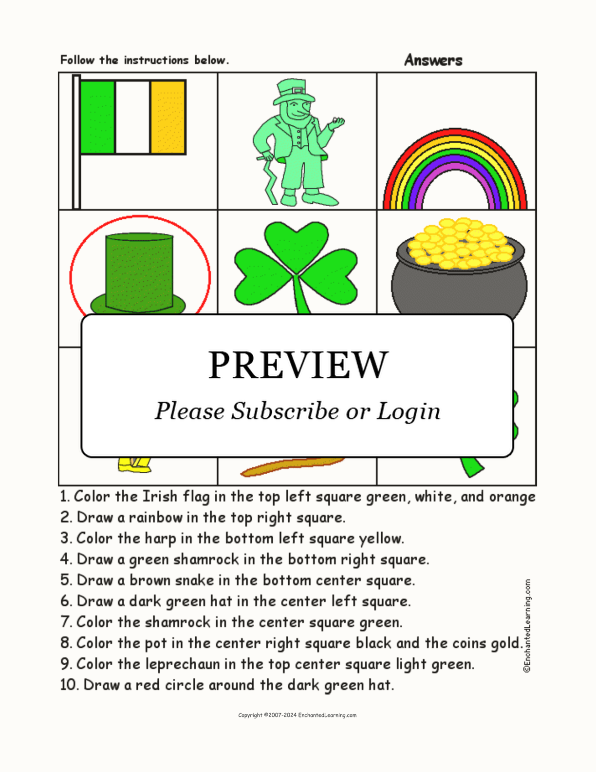 St. Patrick's Day - Follow the Instructions interactive worksheet page 2