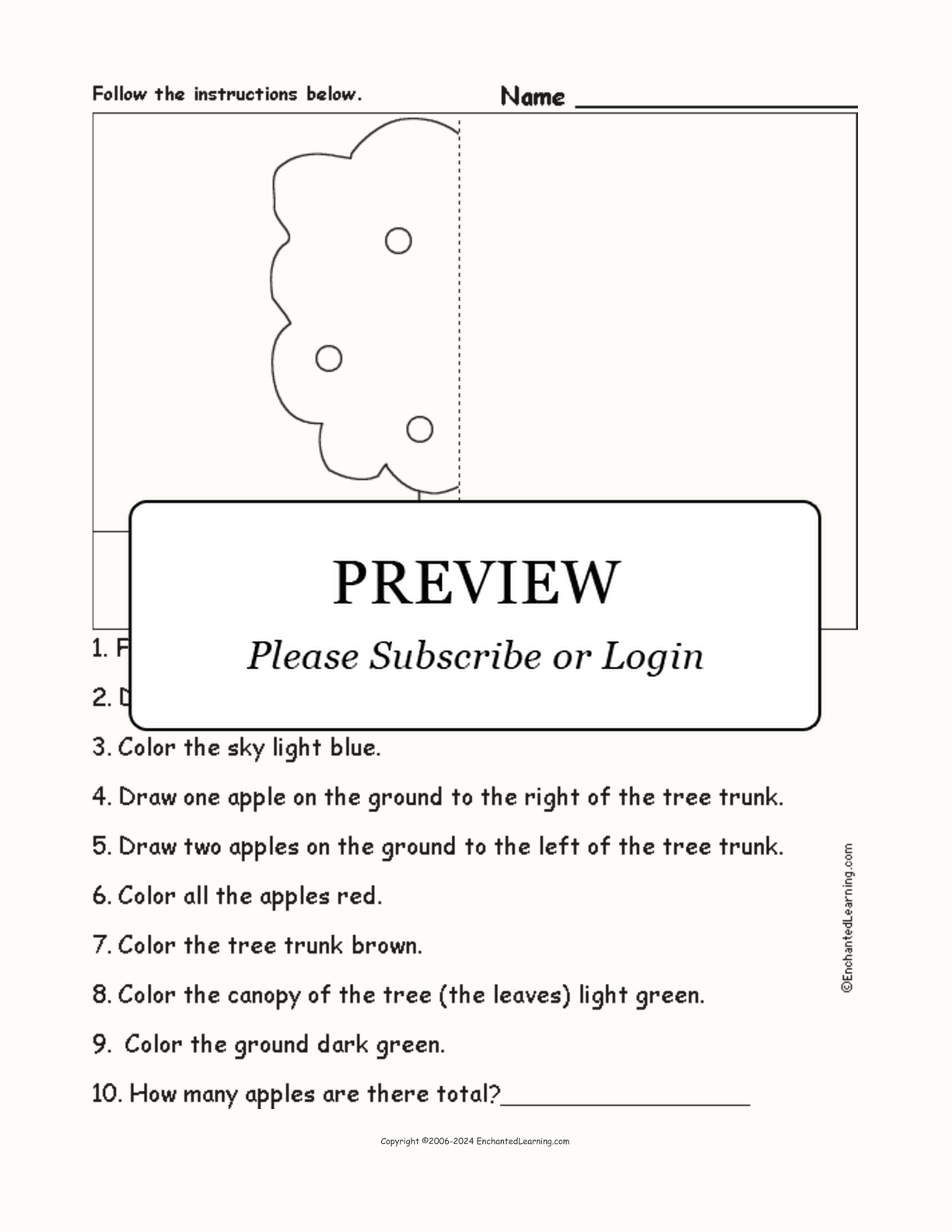 Apple Tree - Follow the Instructions interactive worksheet page 1
