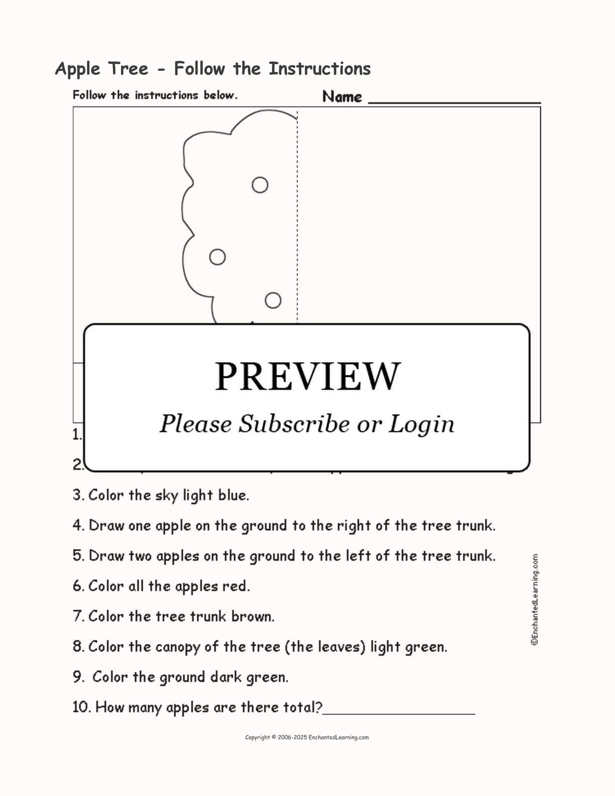 Apple Tree - Follow the Instructions interactive worksheet page 1