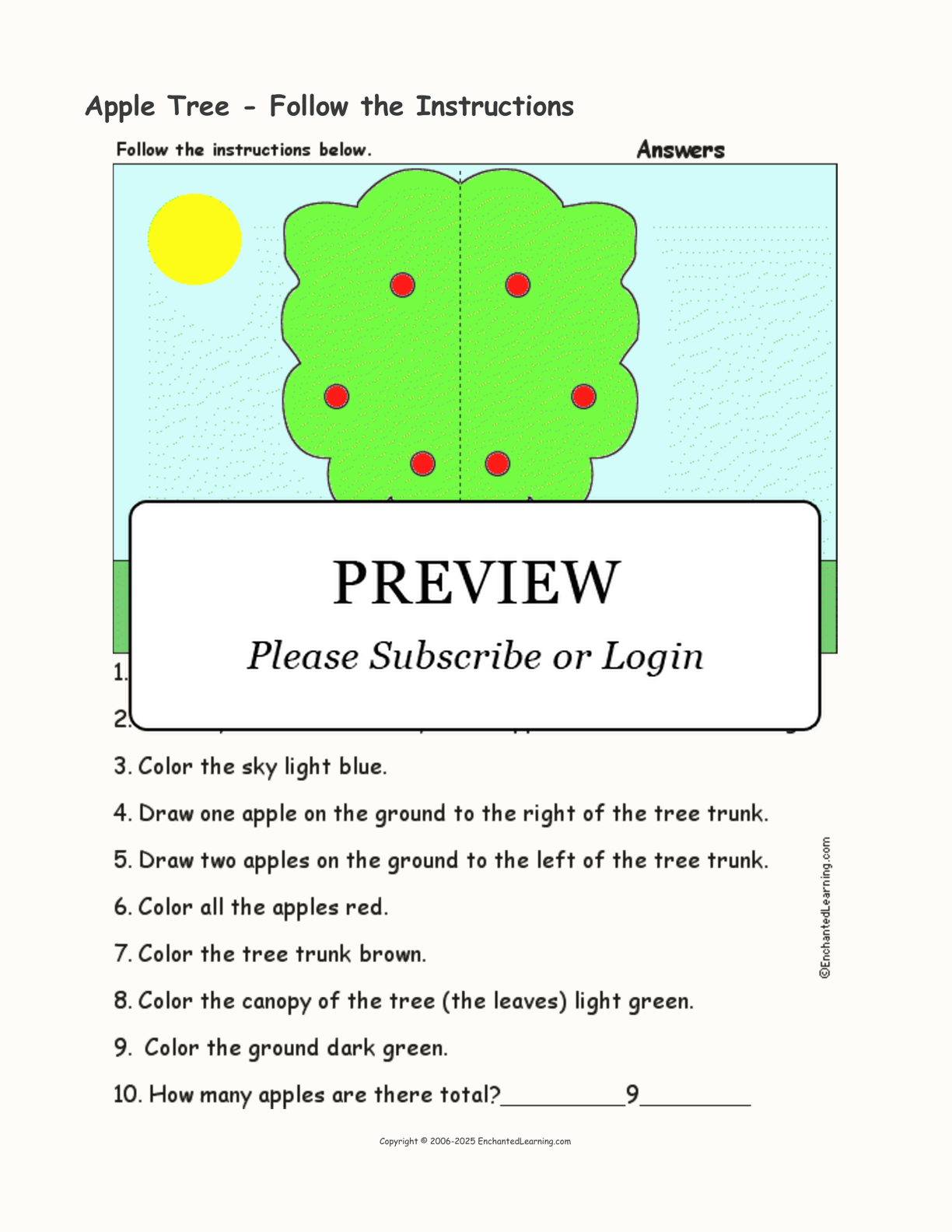 Apple Tree - Follow the Instructions interactive worksheet page 2