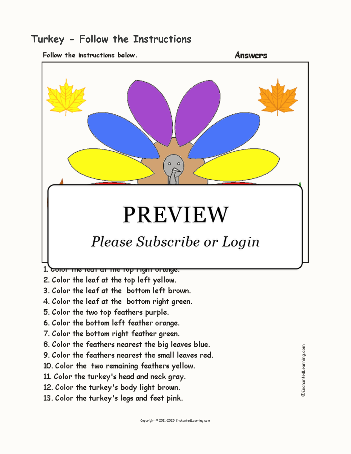 Turkey - Follow the Instructions interactive worksheet page 2