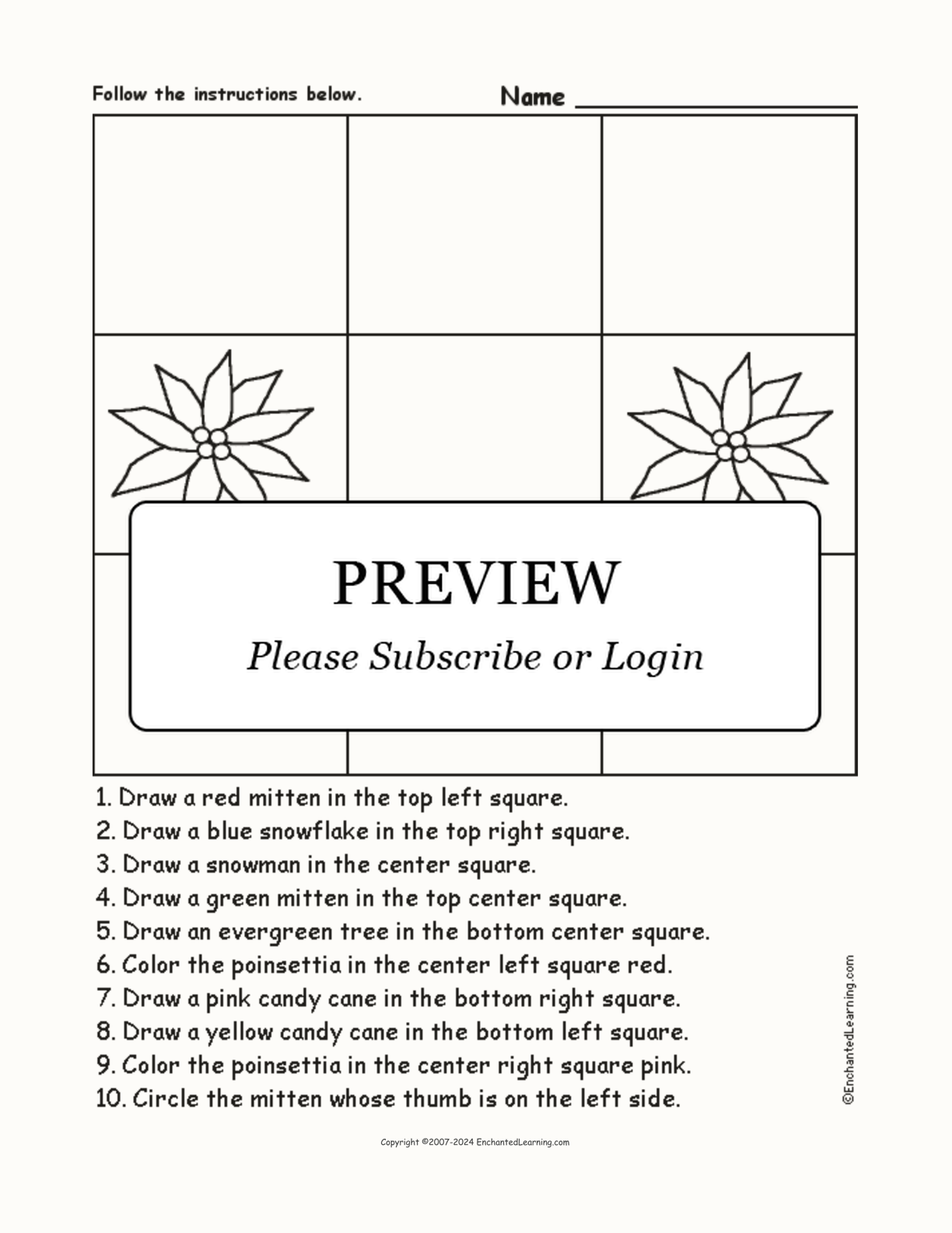 Winter - Follow the Instructions interactive worksheet page 1