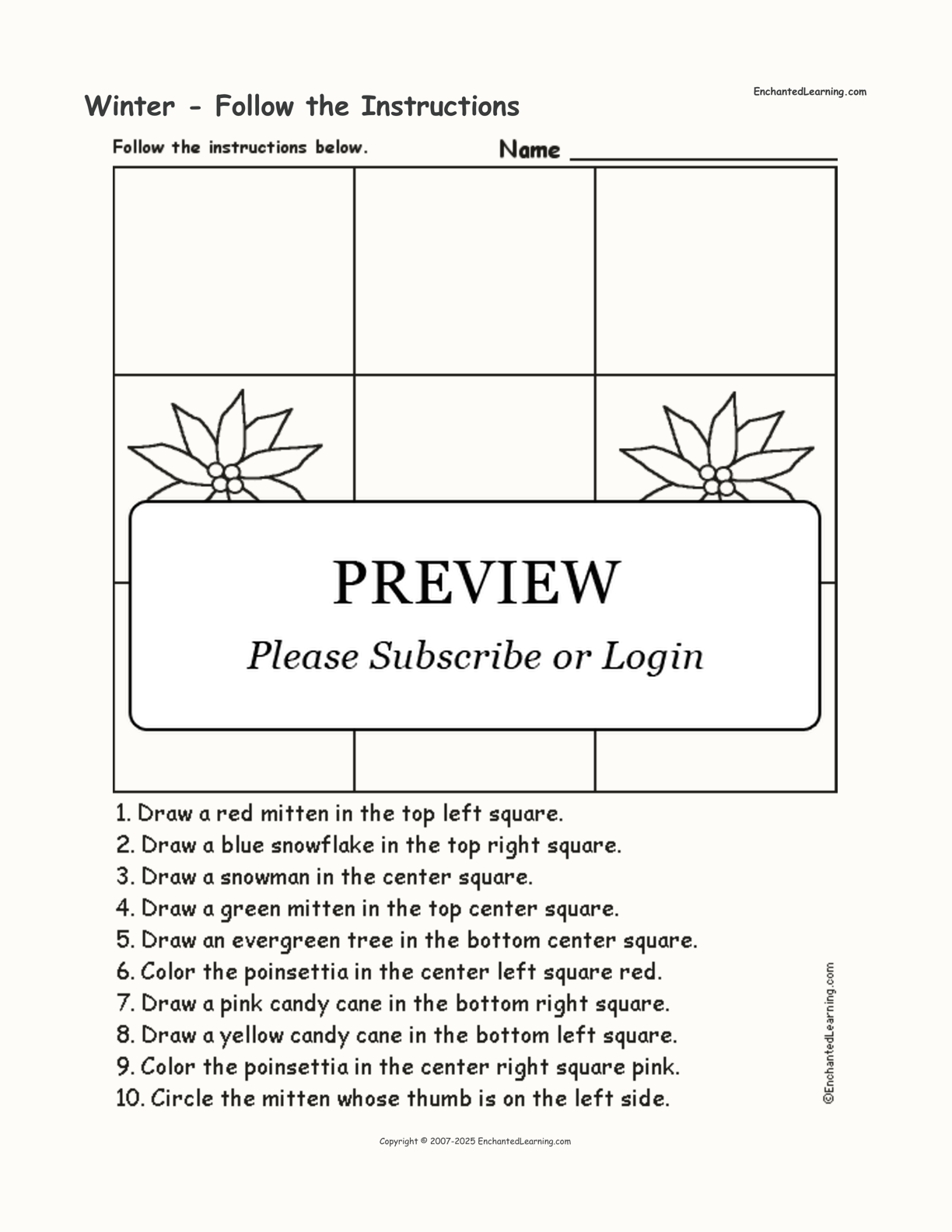 Winter - Follow the Instructions interactive worksheet page 1