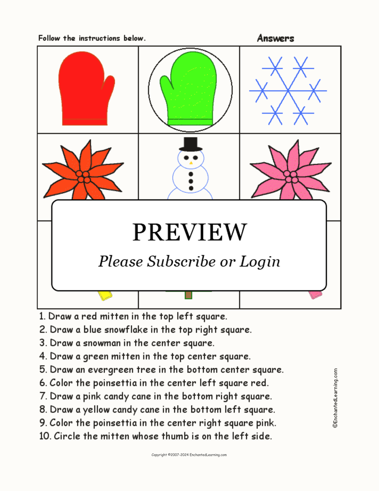 Winter - Follow the Instructions interactive worksheet page 2