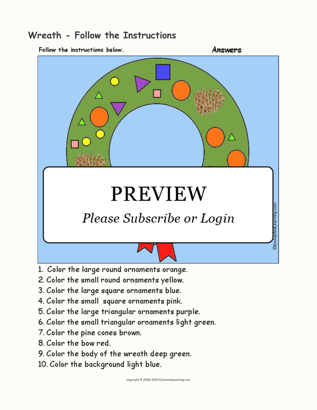 Wreath - Follow the Instructions interactive worksheet page 2