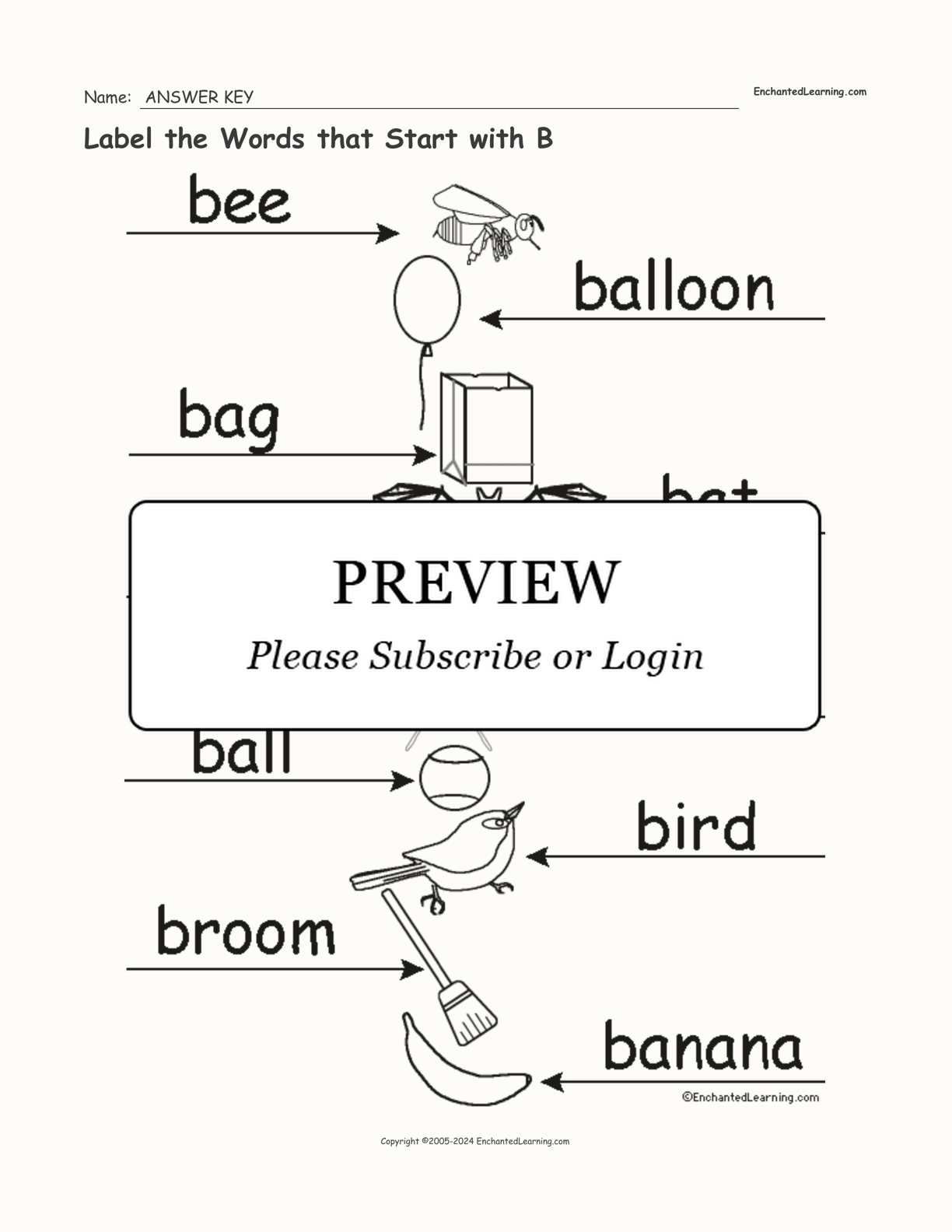Label the Words that Start with B interactive worksheet page 2