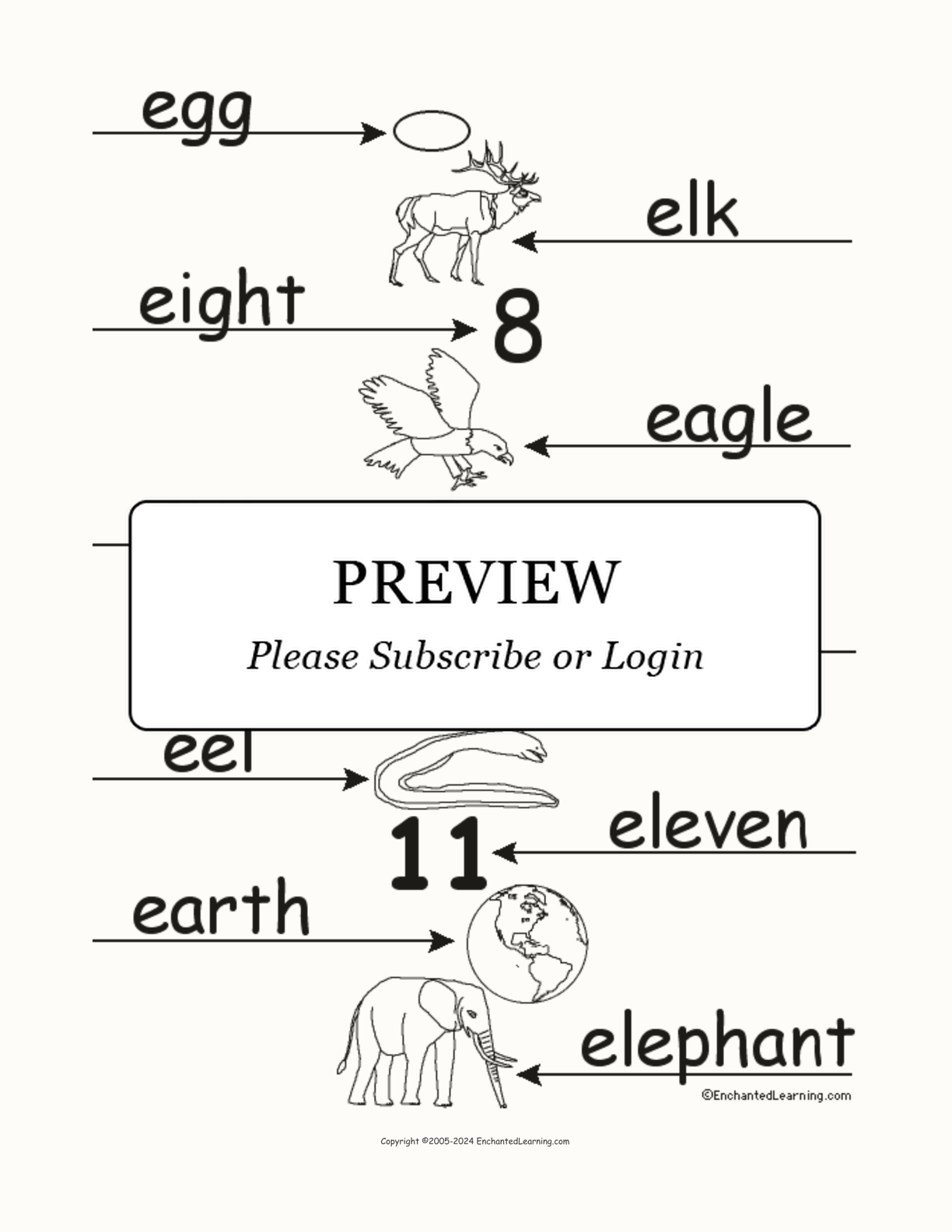 Label the Words that Start with E interactive worksheet page 2