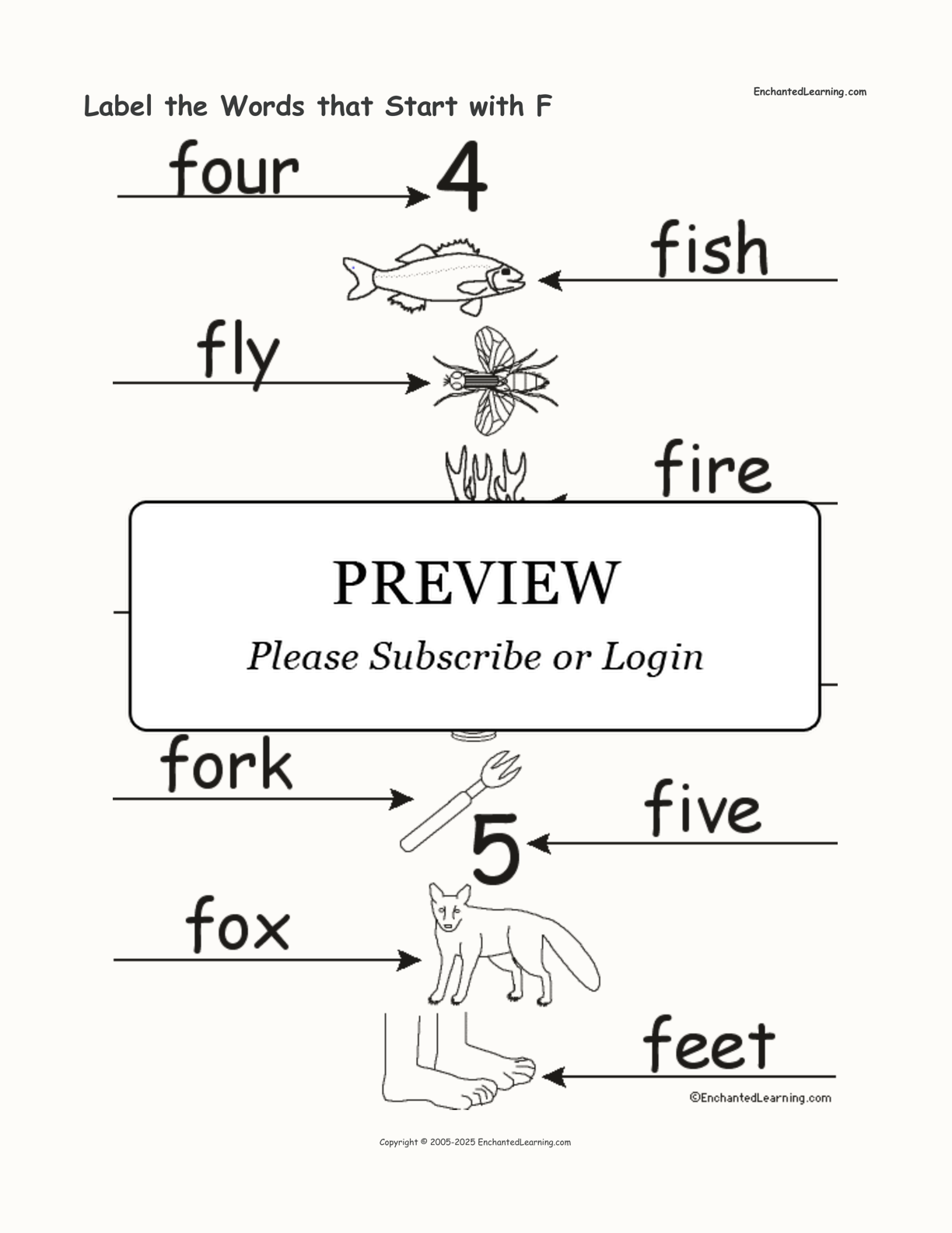 Label the Words that Start with F interactive worksheet page 2