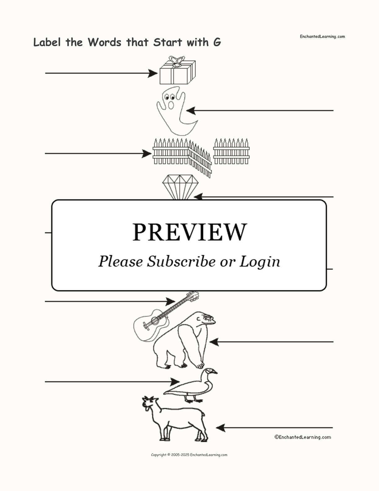 Label the Words that Start with G interactive worksheet page 1