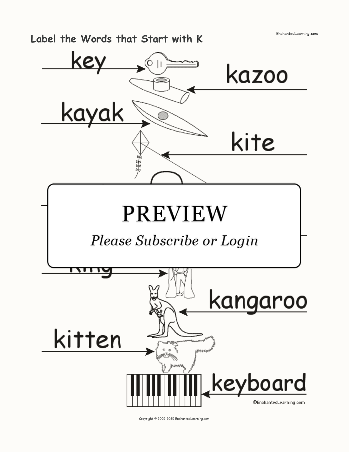 Label the Words that Start with K interactive worksheet page 2