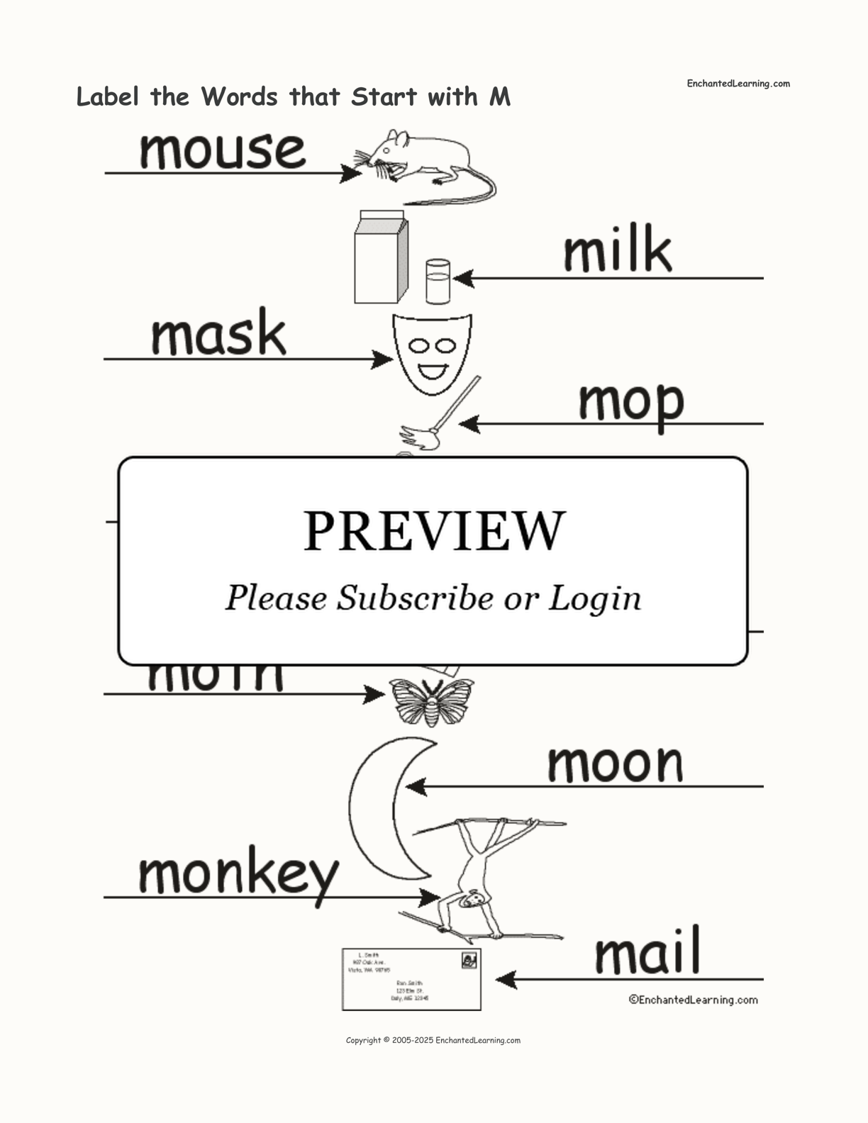 Label the Words that Start with M interactive worksheet page 2