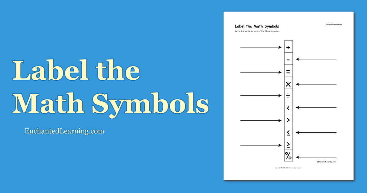 Label the Math Symbols - Enchanted Learning