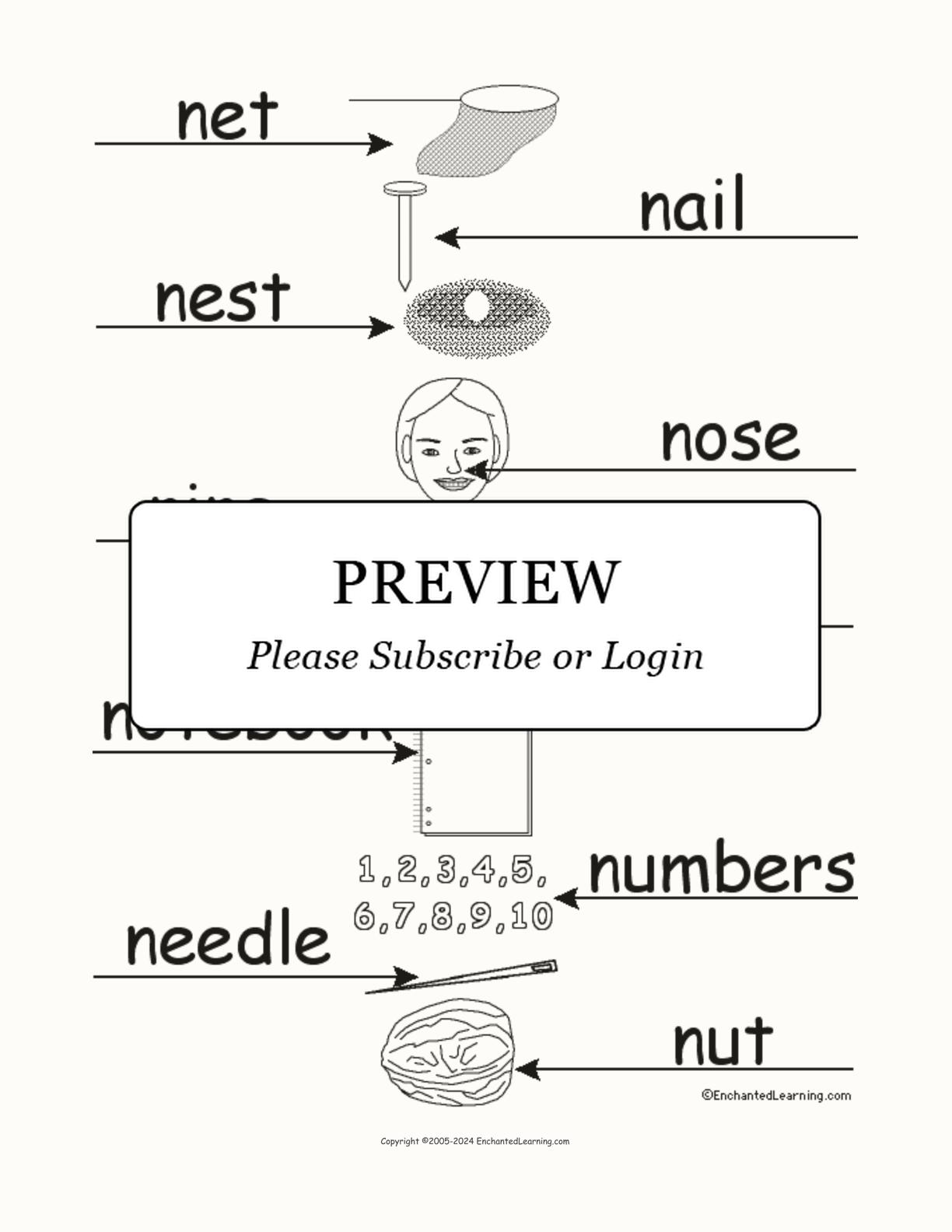 Label the Words that Start with N interactive worksheet page 2