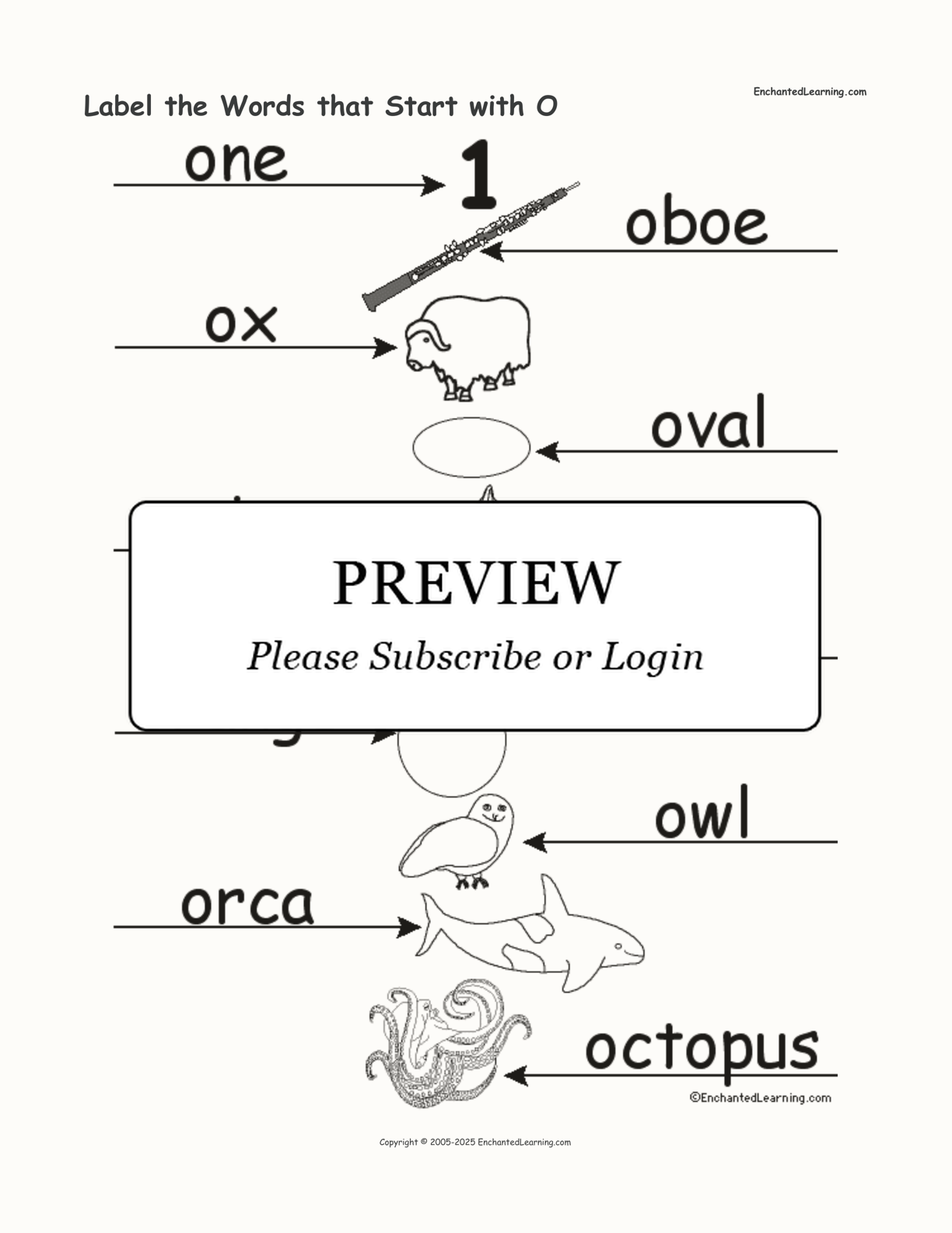 Label the Words that Start with O interactive worksheet page 2