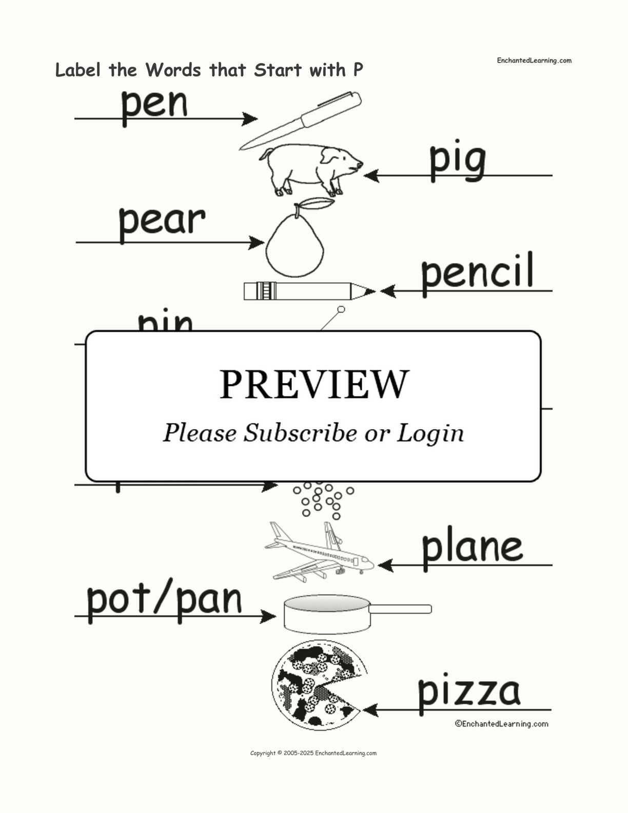 Label the Words that Start with P interactive worksheet page 2