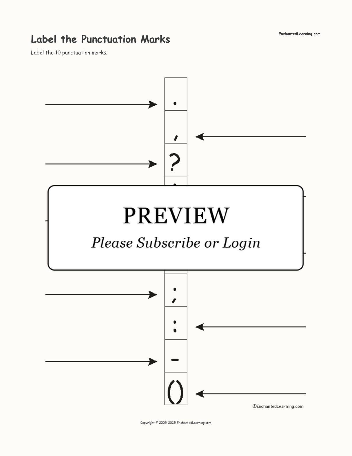 Label the Punctuation Marks interactive worksheet page 1