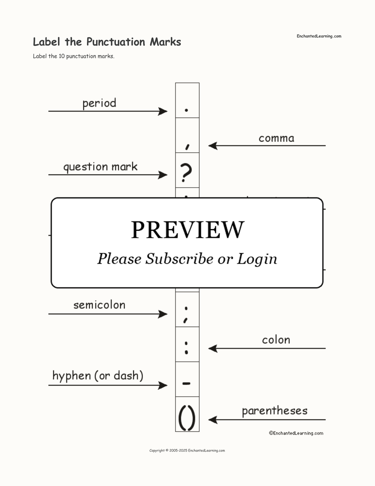 Label the Punctuation Marks interactive worksheet page 2