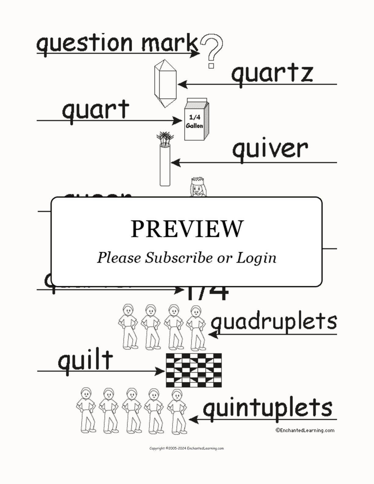 Label the Words that Start with Q interactive worksheet page 2