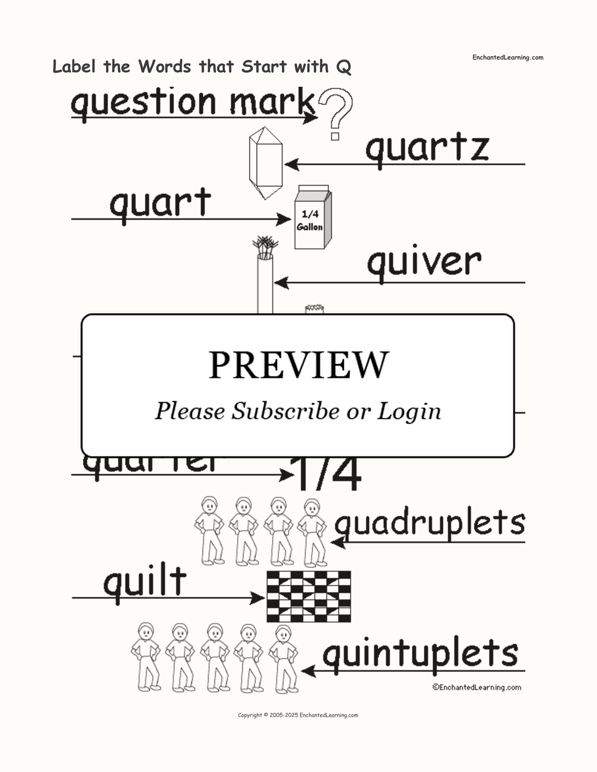 Label the Words that Start with Q interactive worksheet page 2