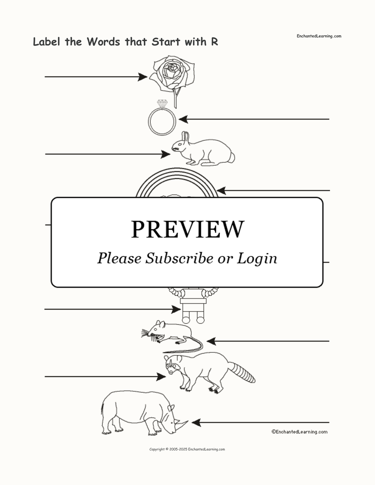 Label the Words that Start with R interactive worksheet page 1