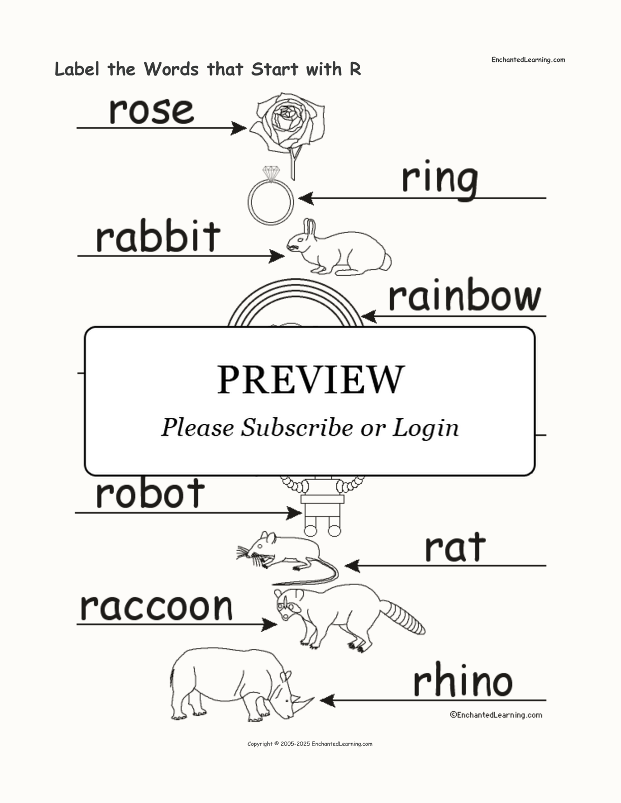 Label the Words that Start with R interactive worksheet page 2