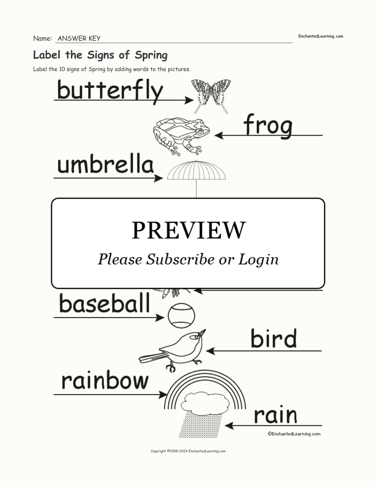 Label the Signs of Spring interactive worksheet page 2