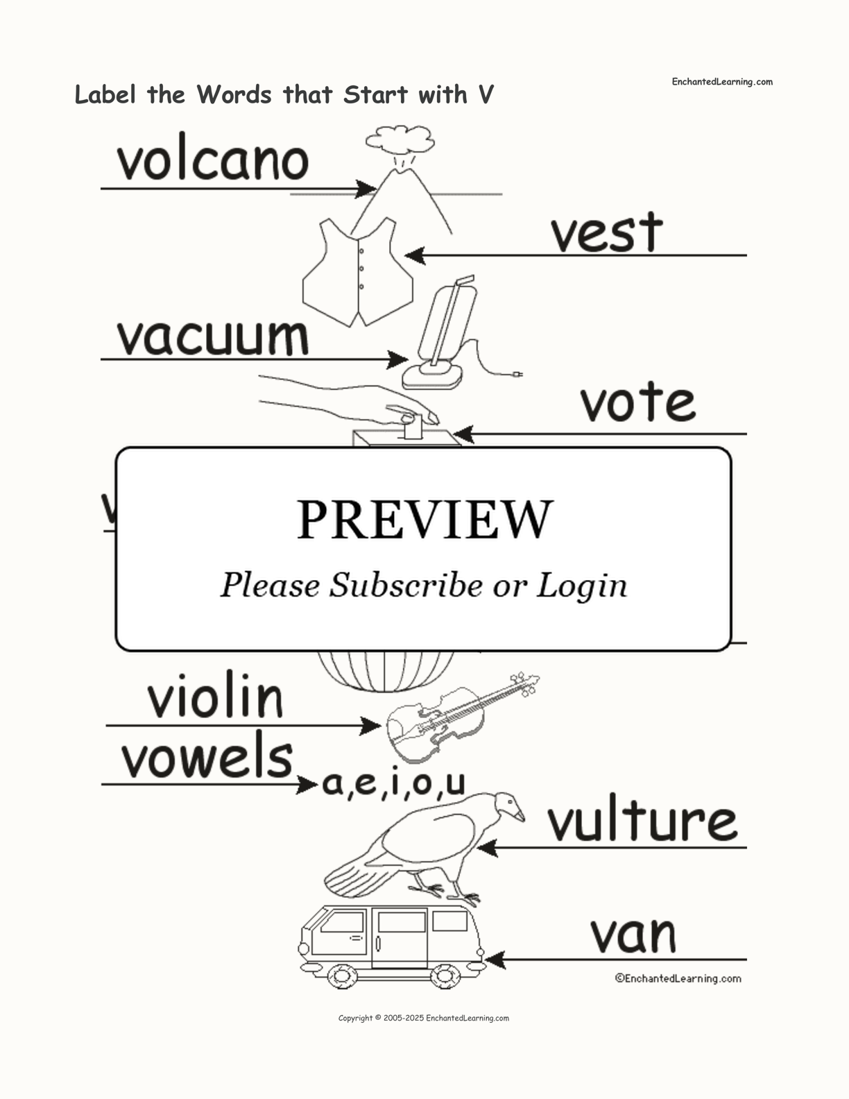 Label the Words that Start with V interactive worksheet page 2